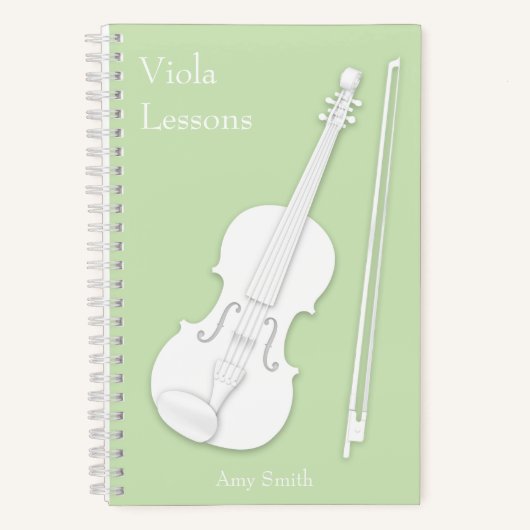 Weiße Geige oder Viola Music Student's Green Custo Notizblock (Vorderseite)