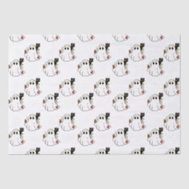Weiße Geister und schwarze Katzen weißes Halloween Seidenpapier
