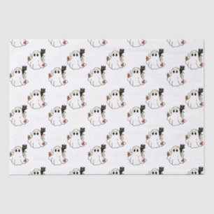 Weiße Geister und schwarze Katzen weißes Halloween Seidenpapier