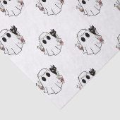 Weiße Geister und schwarze Katzen weißes Halloween Seidenpapier (Detail)