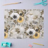 Weiße, gelbe Anemone auf graubraunem Hintergrund. Seidenpapier (Basteln)