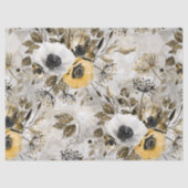 Weiße, gelbe Anemone auf graubraunem Hintergrund. Seidenpapier (Vorderseite)