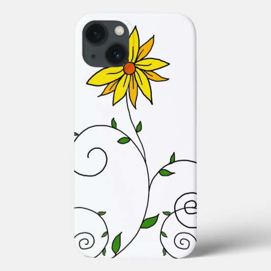 Weiße gelbe Blume Doodle Art Case-Mate iPhone Hülle (Rückseite)