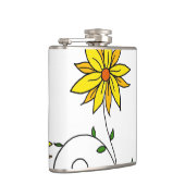 Weiße gelbe Blume Doodle Art Flachmann (Rechts)