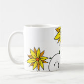 Weiße gelbe Blume Doodle Art Kaffeetasse (Links)