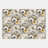Weiße, gelbe Blumen Geschenkpapier Set (Vorderseite)