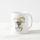 Weiße gelbe Blumen glauben an Träume Kaffeetasse (VorderseiteRechts)