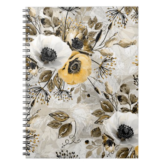 Weiße, gelbe Blumen Notizblock (Vorderseite)