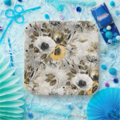 Weiße, gelbe Blumen Pappteller (Party)