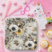 Weiße, gelbe Blumen Pappteller (Party)