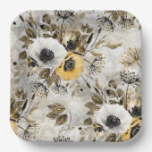 Weiße, gelbe Blumen Pappteller (Vorderseite)