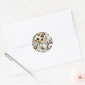 Weiße, gelbe Blumen Runder Aufkleber (Umschlag)