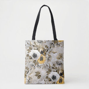 Weiße, gelbe Blumen Tasche