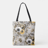 Weiße, gelbe Blumen Tasche (Rückseite)