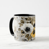 Weiße, gelbe Blumen Tasse (Vorderseite Links)