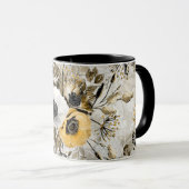 Weiße, gelbe Blumen Tasse (VorderseiteRechts)