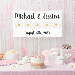 Weiße gelbe Gänseblumen-Blume Florale Gartenparty Banner