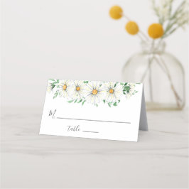 Weiße Gelbe Milben Grüne Aquarell Blütenfarben Platzkarte