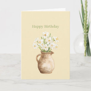 Weiße gelbe Narzissen Blumen Geburtstag Karte