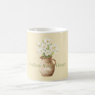 Weiße gelbe Narzissen Blumen Kaffeetasse