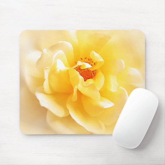 Weiße gelbe Rose weiche helle Farben Mousepad (Mit Mouse)