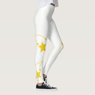 Weiße Gelbe Sterne Leggings