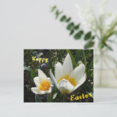 Weiße Gelbe Tulips Happy Oster Postkarte (Stehend Vorderseite)
