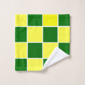 Weiße, gelbe und grüne Quadrate Badhandtuch Set (Waschlappen)