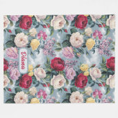 Weiße, gelbe und rosa Rosen Fleecedecke (Vorderseite (Horizontal))