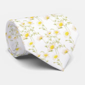 weiße gelbe Wildblumen Krawatte (Gerollt)