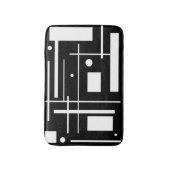 Weiße geometrische Formen auf der Schwarzmatte Badematte (Vorderseite Vertikal)