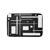 Weiße geometrische Formen auf der Schwarzmatte Badematte (Vorderseite)