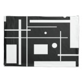 Weiße geometrische Formen auf Schwarz-Kissen Kissenbezug (Rückseite)