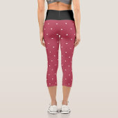Weiße geometrische Polka-Punkte Schwarz und Tiefe  Capri Leggings (Rückseite)