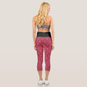 Weiße geometrische Polka-Punkte Schwarz und Tiefe  Capri Leggings (Rückseite)
