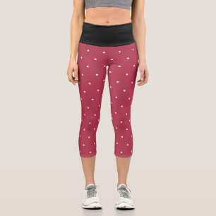 Weiße geometrische Polka-Punkte Schwarz und Tiefe Capri Leggings