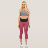 Weiße geometrische Polka-Punkte Schwarz und Tiefe  Capri Leggings (Vorderseite)
