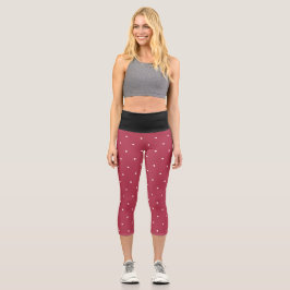 Weiße geometrische Polka-Punkte Schwarz und Tiefe  Capri Leggings