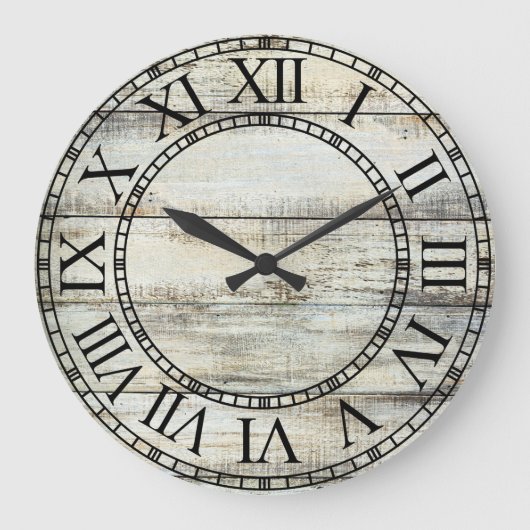 Weiße, gepanzerte Holzwand Große Wanduhr (Vorderseite)