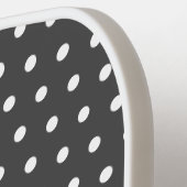 Weiße gepolsterte Punkte Dunkelgrauer Hintergrund Pickleball Schläger (Linke Seite)