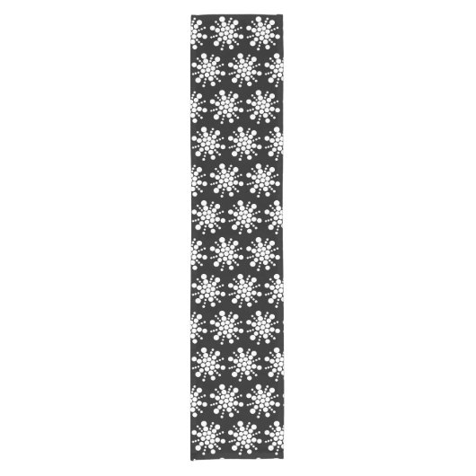 Weiße gepunktete Sterne auf schwarz Kurzer Tischläufer (Vorderseite)