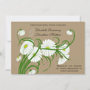 Weiße Gerber-Daisy-Blumen Hochzeitsset im Vintage- Einladung