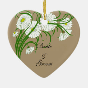 Weiße Gerber Daisy Blumen Hochzeitsset im Vintage- Keramik Ornament