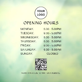Weiße Geschäftsöffnungszeiten Moderne Schrift Qr  Fensteraufkleber