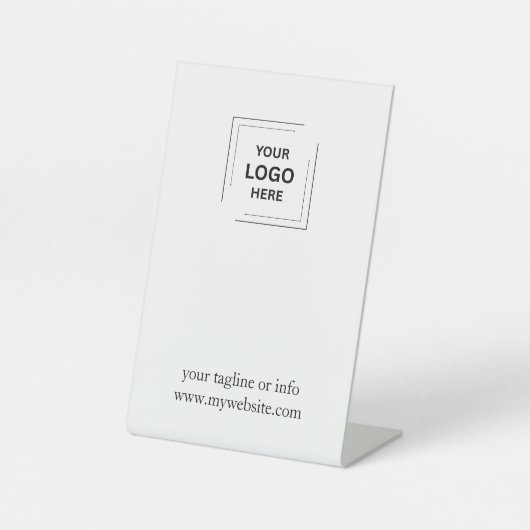 Weiße Geschäftspodium-Tischschild mit Logo Sockelschild (Vorderseite)