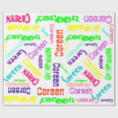 Weiße Geschenk-Verpackungsneonfarbenamen-Collage Geschenkpapier (Flach)