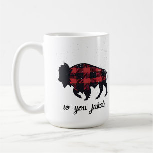 Weiße Geschenke mit rotem und schwarzem Büffel Kaffeetasse