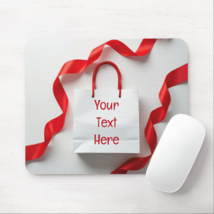 Weiße Geschenktüte mit Bändern Mousepad