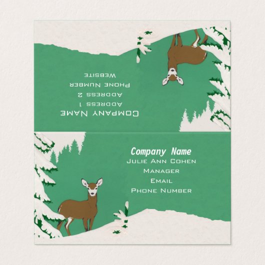 Weiße Gesichtshaut Hirschbaum Schneegrün Visitenkarten (Außenseite Aufgefaltet)