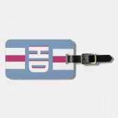 Weiße gestreifte Shadow Monogram Retro-Ferientasch Gepäckanhänger (Vorderseite horizontal)